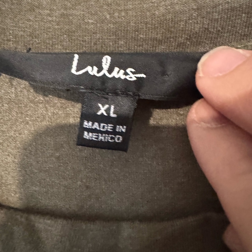 Lulus Olive Green Tiered Babydoll Dress Pockets XL - Picture 7 of 9